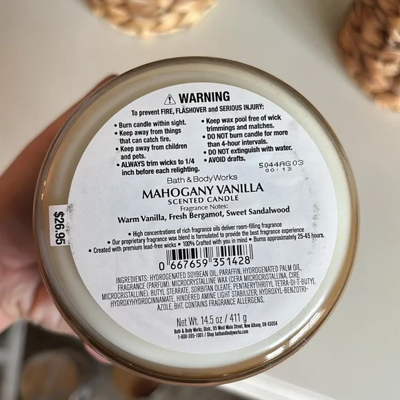 Mahogany Vanilla 3-Wick Bath & Body Works Candle - Picture 4 of 4